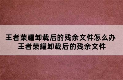 王者荣耀卸载后的残余文件怎么办 王者荣耀卸载后的残余文件